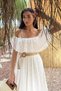 Women's Madonna Collar Straw Belted Dress - 3