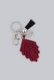 Leaf Charm Burgundy Hand Knitted Bag Ornament