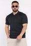 Men's Polo Neck T-Shirt with Self-Line Pattern
