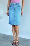 Women's Jean Denim Skirt with Pockets and Slit Detail - 2