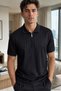 Men's Polo Neck Self-Patterned T-Shirt