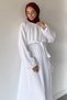 Stone Embellished Hijab Dress with Elastic Waist Belt Detail - 3