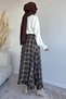 Plaid Patterned Hijab Skirt with Elastic Waist - 3