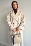 Double-Breasted Collar Double Pocket Hijab Cashmere Coat - 3