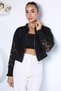 Women's Front Zipper Lace Crop Top Jacket - 2