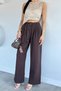 Women's High Waist Pleated Palazzo Pants with Accessory Detail