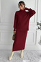 Women's Full Turtleneck Ribbed Knitwear Sweater Skirt Two-Piece Set - 2