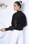 Women's Front Zipper Lace Crop Top Jacket - 5