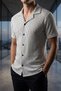 Men's Apaş Collar Short Sleeve Striped Shirt