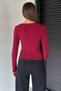 Women's V-Neck Lycra Blouse with Gold Buckle Detail - 4