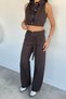 Women's Waist Belted Jean Denim Trousers Vest Two-Piece Set - 3
