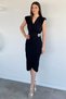Women's Double Breasted Collar Brooch Detailed Dress - 2