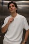 Men's Polo Neck T-Shirt with Self-Line Pattern - 4