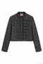 Herringbone Gold Buttoned Short Jacket Black - 2