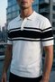 Men's Polo Collar Color Striped Knitwear T-Shirt