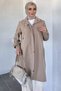 Women's Sleeve Embroidery Detailed Pocketed Hijab Trench Coat - 4
