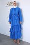 Ruffled Hijab Dress with Elastic Waist and Belt Detail