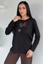 Crew Neck Stoned Mother Combed Cotton Blouse - 2