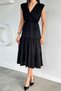 Women's Dress with Gathered Shoulders and Tie Detail at the Waist - 6