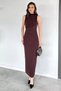Women's High Collar Lycra Dress with Draped Waist and Shoulder and Slit Detail