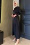 Women's Waist Tie Detailed Satin Hijab Evening Dress - 2