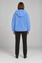 Women's Blue Oversize Hooded Plush Sweatshirt with Pockets - 5