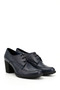 Navy Blue Antique Gön Genuine Leather Round Toe Thick Heeled Rubber Sole Lace Up Women's Shoes 240 - 4