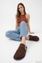 Women's Brown Suede Buckle Slippers - 4