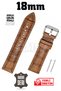 18mm Light Brown Tan Croco Curved Genuine Leather Watch Band Strap with Smart Pins
