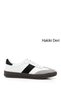 Women's White and Black Lace-Up Genuine Leather Sneaker