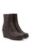 Women's Brown Antique Zippered Wedge Heeled Boots - 4