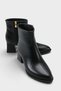 Women's Black Faux Leather Zippered Pointed Toe 6 cm Heeled Orthopedic Winter Boots - 5