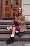 Women's Black Nubuck Mini Platform Sole Genuine Leather Shearling Boots - 4