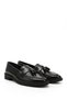 Women's Black Patent Leather Genuine Leather Tassel Loafer Shoes - 3