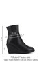 Women's Black Floater Zippered Wedge Heeled Genuine Leather Boots - 3