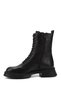 Women's Black Zippered Thick Sole Genuine Leather Boots - 6