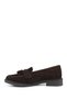 Women's Brown Suede Genuine Leather Tasseled Loafer Shoes - 5