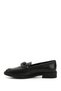 Women's Black Buckle Genuine Leather Loafer Shoes - 5