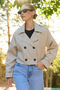 Double-Breasted Collar Double-Pocket Crop Trench Coat - 2
