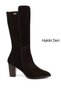 Women's Brown Suede Pointed Toe Thick Heeled Genuine Leather Boots