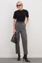 Herringbone Patterned Belted Carrot Cut Pants