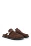 Women's Brown Suede Buckle Slippers - 3