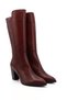 Women's Burgundy Antique Pointed Toe Thick Heeled Genuine Leather Boots - 4