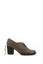 Women's Mink Antique Laced Medium Thick Heeled Genuine Leather Oxford Shoes - 3
