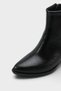 Women's Black Faux Leather Zippered Pointed Toe 6 cm Heeled Orthopedic Winter Boots - 7