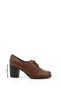Tan Antique Genuine Leather Round Toe Medium Heeled Rubber Sole Lace Up Women's Shoes 24135 - 3