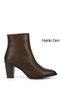 Women's Brown Antique Zippered Pointed Toe Genuine Leather Boots