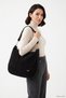 Women's Black Suede Hand and Shoulder Bag - 3
