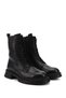 Women's Black Zippered Thick Sole Genuine Leather Boots - 5