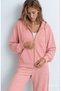 Allura Pink Hooded Gofre Printed Soft-Textured Modal Fabric Loose Fit Women's Sweatshirt